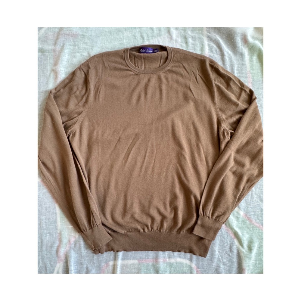 Ralph Lauren Purple Label Mens XXL Cashmere Crewneck Sweater Brown Made in Italy